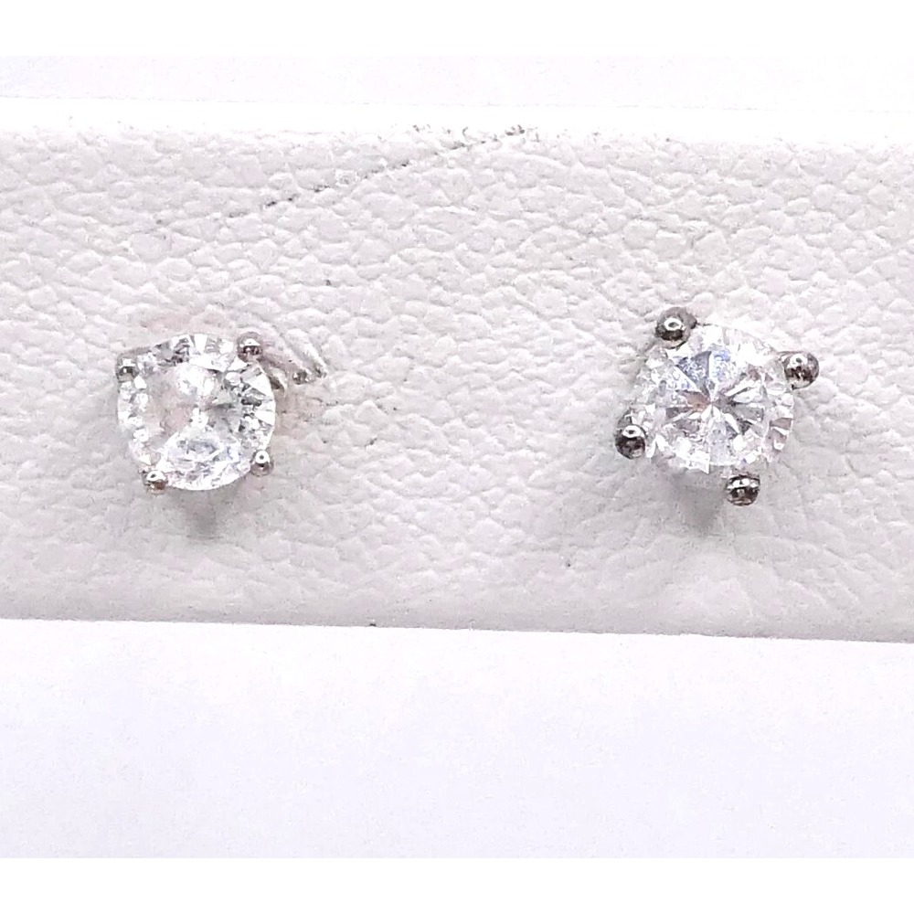 Sterling Silver 925 Cubic Zirconia Solitaire Stud Earrings Bespoke 4 mm Stones